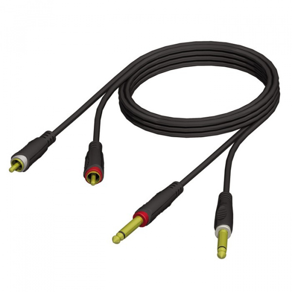 Adam Hall Cables REF 631 3 - Audio Cable 2 x 6.3 mm Jack mono to 2 x RCA male 3 m по цене 1 700 ₽