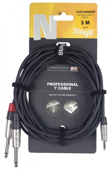 STAGG NYC3/MPS2PR Кабель Stereo Jack 3.5 - 2 x Mono Jack 6.3 по цене 1 350 ₽
