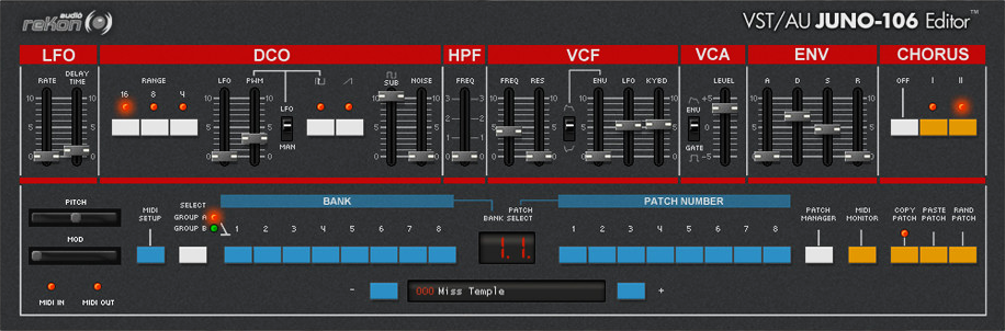 Rekon Audio VST-AU JUNO-106 Editor Rekon Audio VST-AU JUNO-106 Editor