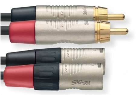 STAGG NTC3CMXMR Кабель 2 х XLR m/ 2 х RCA m по цене 1 620 ₽