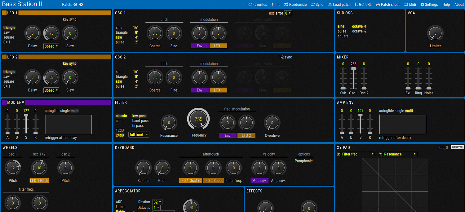 Bass Station 2. Редактор в браузере